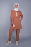 TIE DETAIL HOODED PANTS SUIT  9366