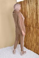 Tesettür giyim KAHVE CEPLİ ŞERİT DETAYLI İKİLİ PANTOLONLU EŞOFMAN TAKIMI 9455