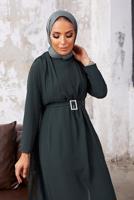 Hijab clothing KHAKI LACE DETAIL CHIFFON 2-PIECE PANTS SUIT 9610  