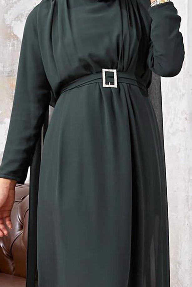 Vêtements hijab  LACE DETAIL CHIFFON 2-PIECE PANTS SUIT 9610   - TRENDTESETTÜR