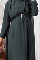 Hijab clothing KHAKI LACE DETAIL CHIFFON 2-PIECE PANTS SUIT 9610  