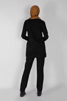 Vêtements hijab NOIR SURVÊTEMENT À BANDES IMPRIMÉES AVEC PANTALON 9619