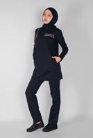 Vêtements hijab BLEU MARINE SURVÊTEMENT À BANDES IMPRIMÉES AVEC PANTALON 9619