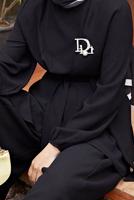 Tesettür giyim SİYAH ASİMETRİK KESİM KUŞAKLI PANTOLONLU TAKIM  9700  