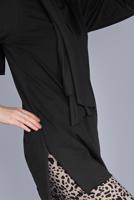 Tesettür giyim SİYAH LEOPAR DESENLİ İKİLİ PANTOLONLU TAKIM 9866 