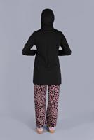 Tesettür giyim PUDRA LEOPAR DESENLİ İKİLİ PANTOLONLU TAKIM 9866 