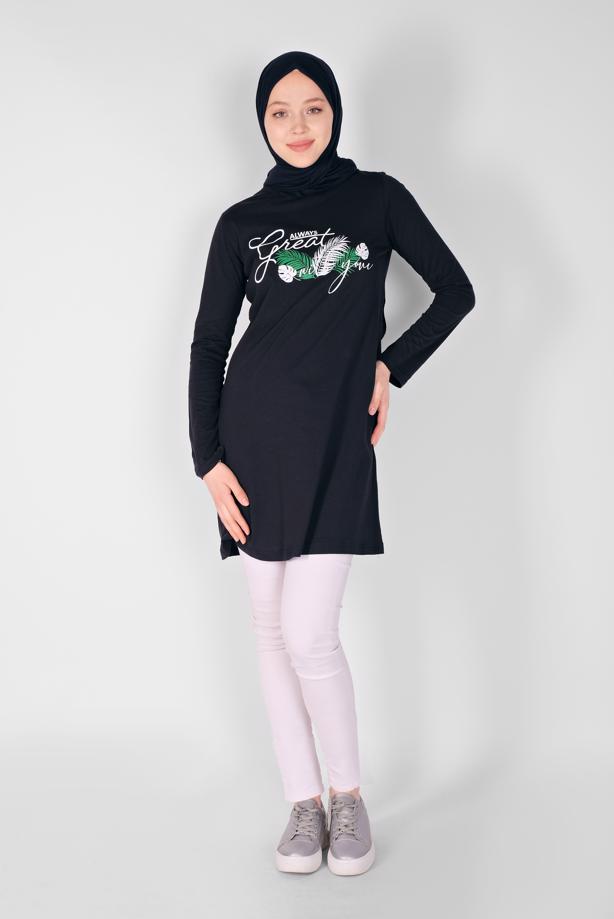 Tesettür giyim  BASKILI PENYE TUNİK 1106  - TRENDTESETTÜR