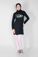 Tesettür giyim LACİVERT BASKILI PENYE TUNİK 1106 