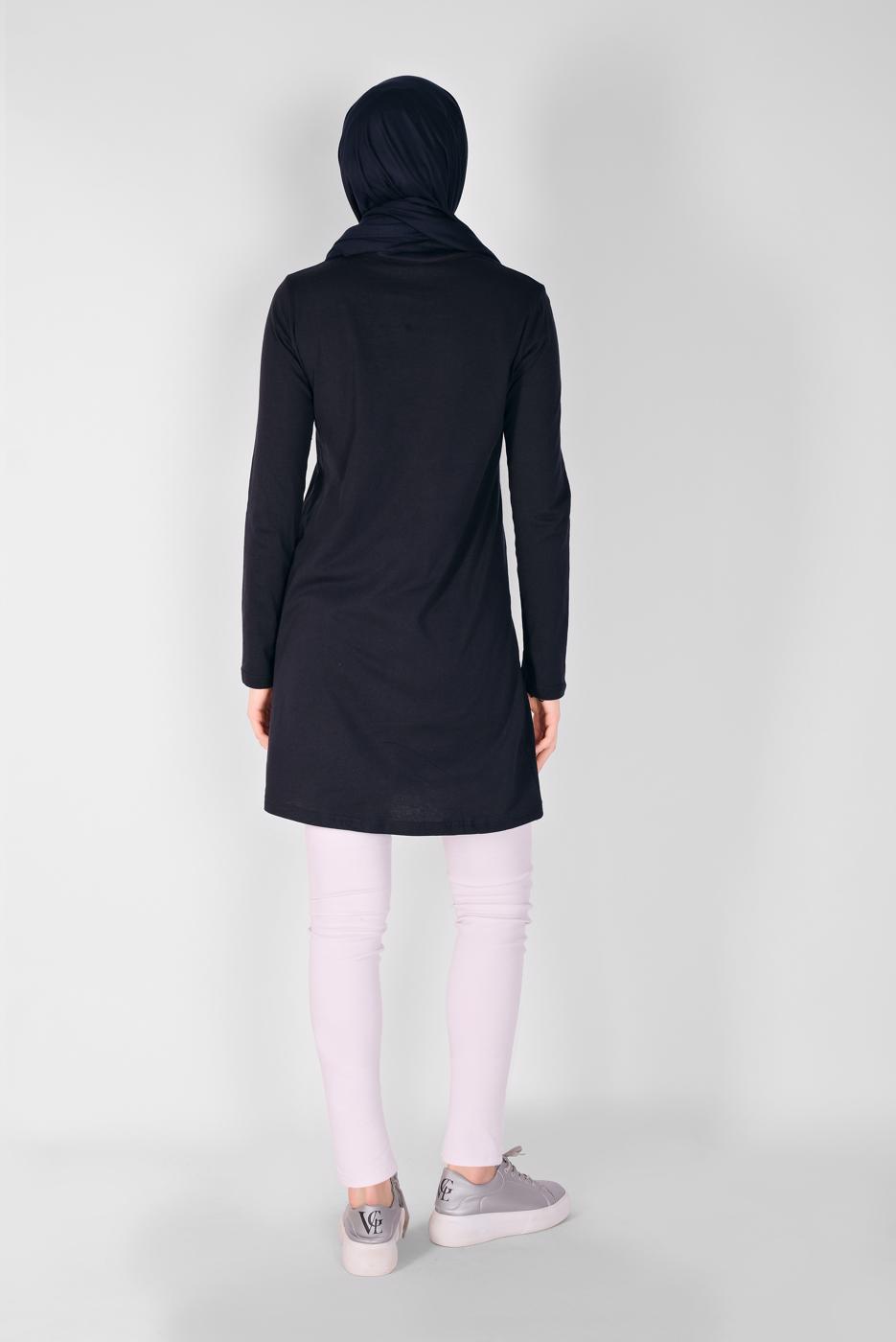 Tesettür giyim LACİVERT BASKILI PENYE TUNİK 1106 