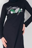 Tesettür giyim LACİVERT BASKILI PENYE TUNİK 1106 