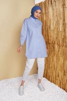 Hijab clothing BLUE STRIPED POCKET DETAIL TUNIC 8872 