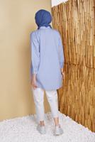 Hijab clothing BLUE STRIPED POCKET DETAIL TUNIC 8872 