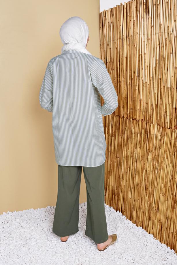 Hijab clothing  STRIPED POCKET DETAIL TUNIC 8872  - TRENDTESETTÜR
