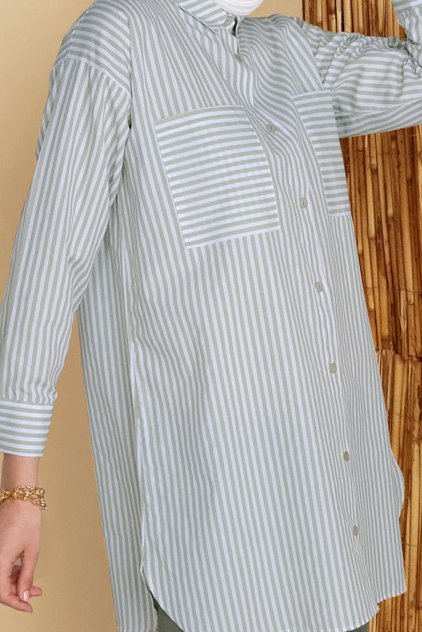 Hijab clothing  STRIPED POCKET DETAIL TUNIC 8872  - TRENDTESETTÜR