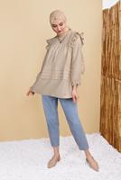 Hijab clothing BEIGE FRILLED TUNIC 00001 