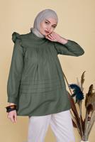 Hijab clothing KHAKI FRILLED TUNIC 00001 