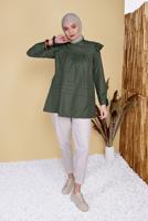 Hijab clothing KHAKI FRILLED TUNIC 00001 