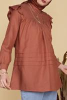 Hijab clothing BROWN FRILLED TUNIC 00001 