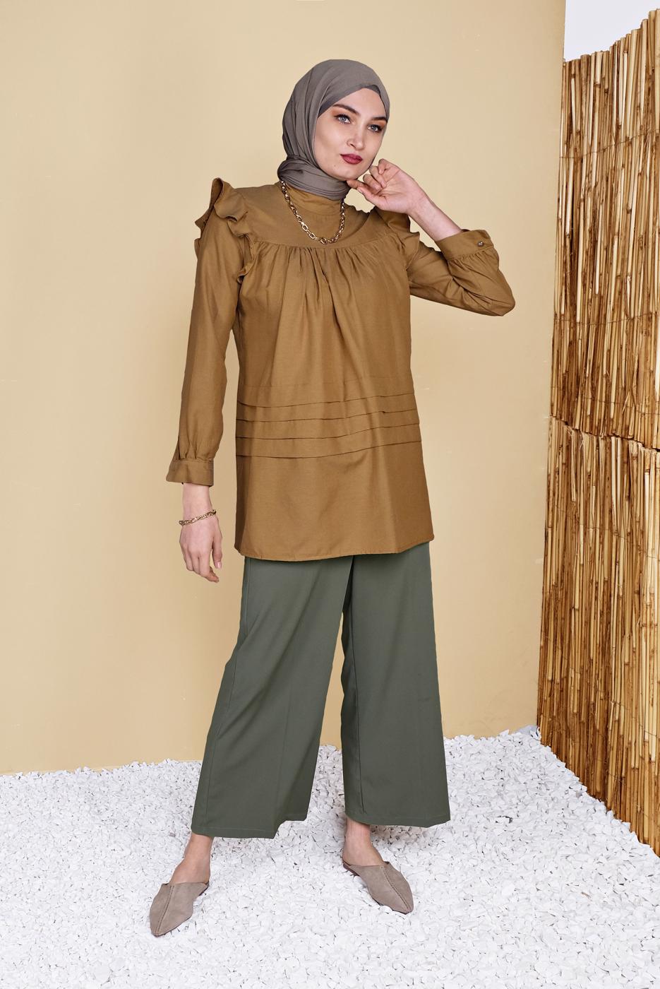 Vêtements hijab JAUNE TUNIQUE À VOLANTS 00001