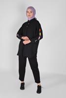 Tesettür giyim SİYAH RENK DETAYLI METAL AKSESUARLI TUNİK  04012 