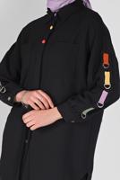 Tesettür giyim SİYAH RENK DETAYLI METAL AKSESUARLI TUNİK  04012 