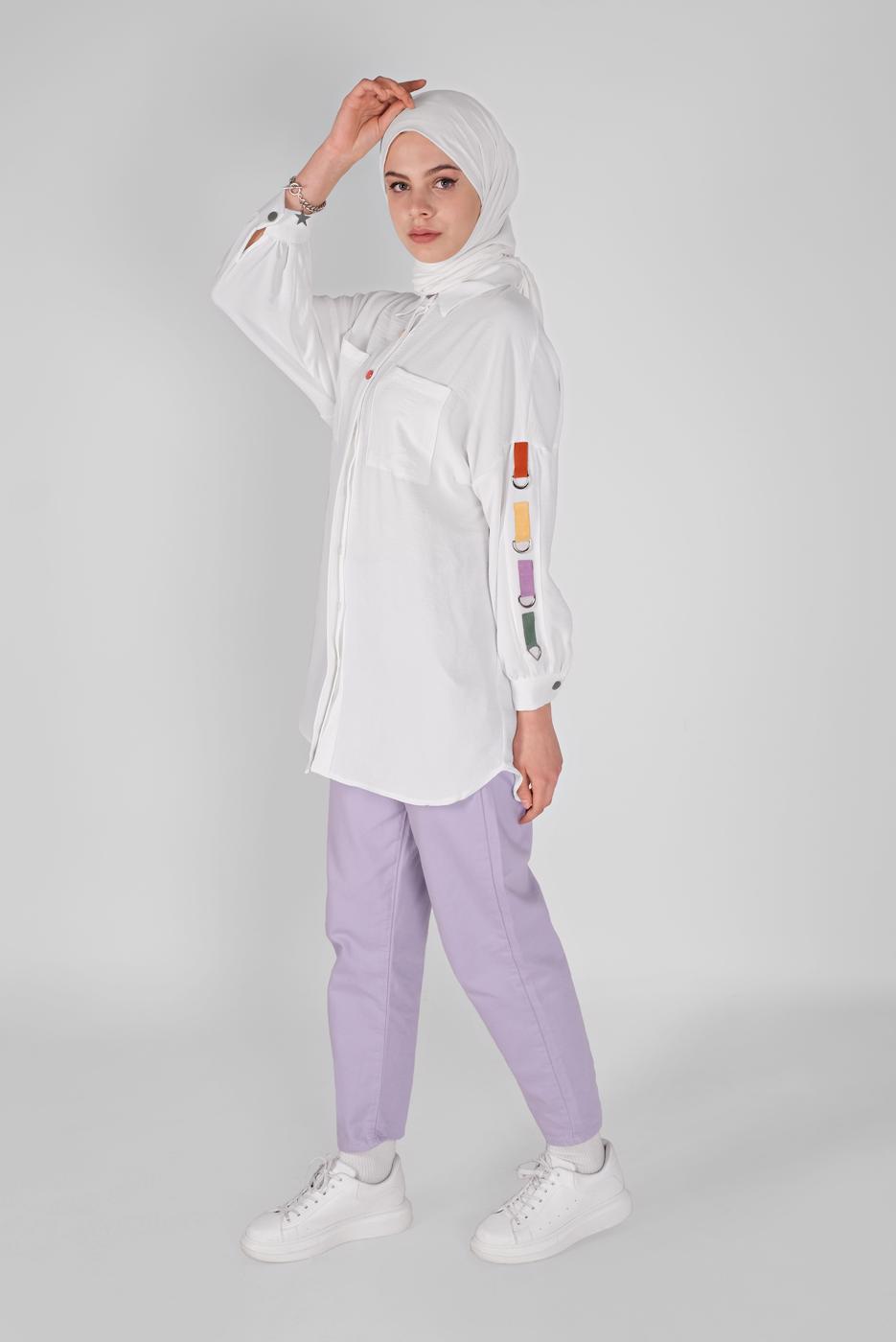 Vêtements hijab BLANC TUNIQUE DETAIL COULEUR 04012