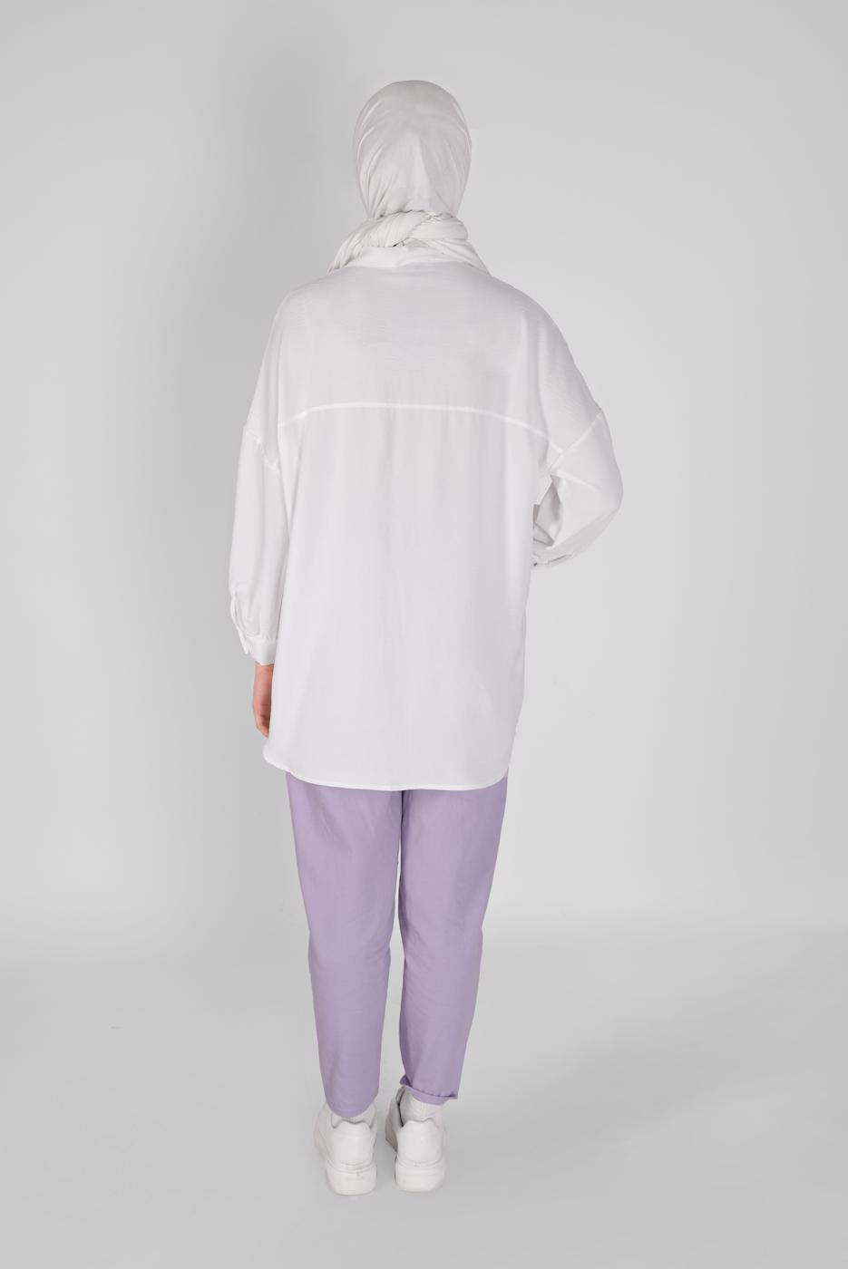 Vêtements hijab BLANC TUNIQUE DETAIL COULEUR 04012