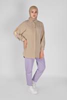 Tesettür giyim BEJ RENK DETAYLI METAL AKSESUARLI TUNİK  04012 