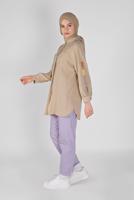 Tesettür giyim BEJ RENK DETAYLI METAL AKSESUARLI TUNİK  04012 