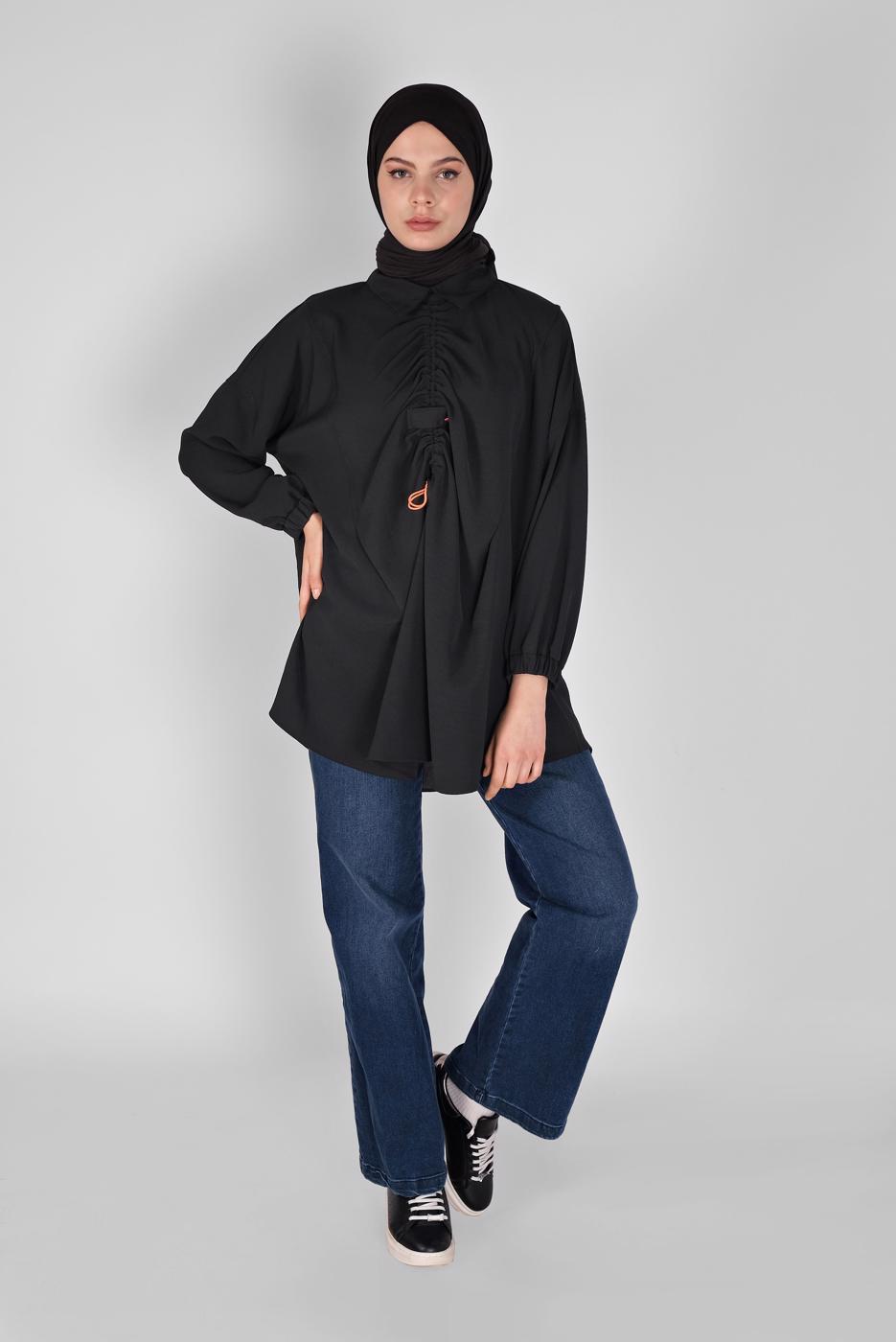 Vêtements hijab NOIR TUNIQUE CHEMISE SALAS 14012