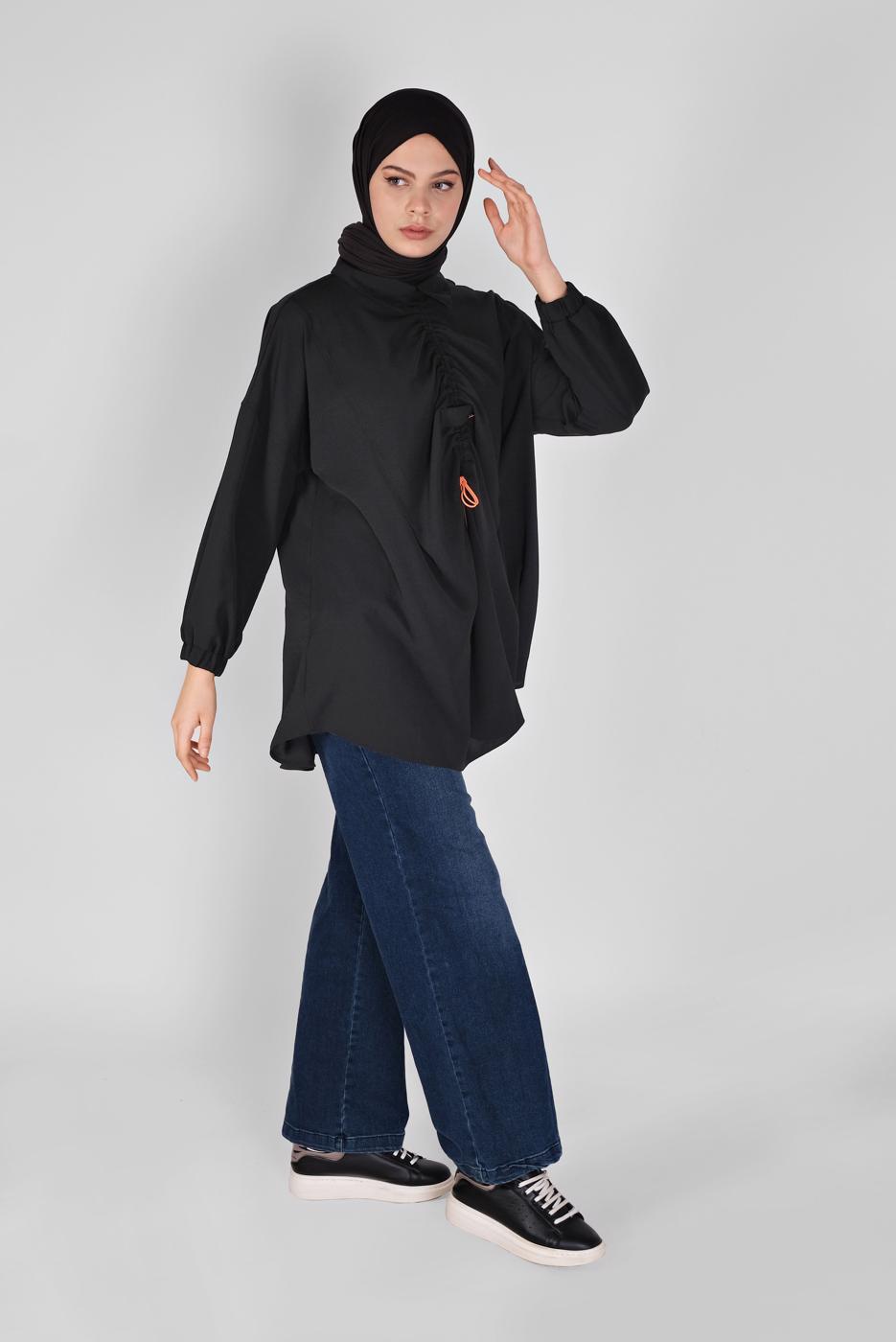Vêtements hijab NOIR TUNIQUE CHEMISE SALAS 14012