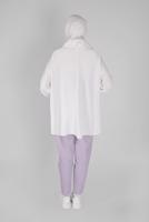 Tesettür giyim BEYAZ BÜZGÜLÜ SALAŞ TUNİK 14012 