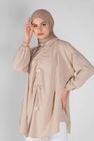Hijab clothing BEIGE SALAS TUNIC WITH SMOCKING 14012 