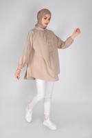 Hijab clothing BEIGE SALAS TUNIC WITH SMOCKING 14012 