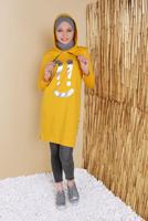 Hijab clothing YELLOW HOODED PRINTED TUNIC 27181 