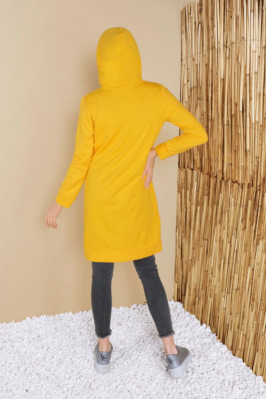 Hijab clothing YELLOW HOODED PRINTED TUNIC 27181 