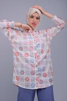 Vêtements hijab BEIGE TUNIQUE À MOTIFS DE COULEURS MÉLANGÉES 341-1