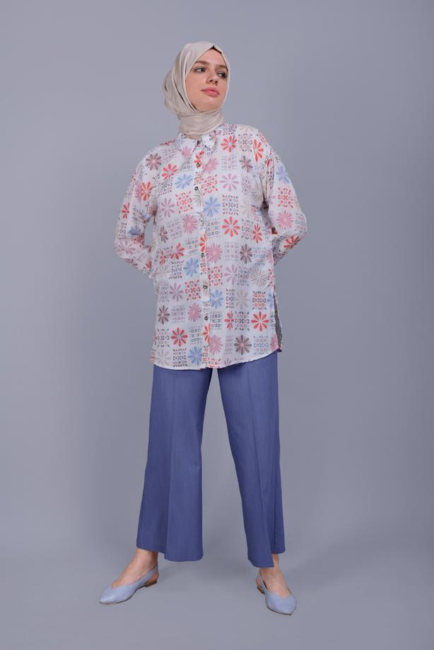 Vêtements hijab  MIX PATTERNED COLOR TUNIC  341-1  - TRENDTESETTÜR