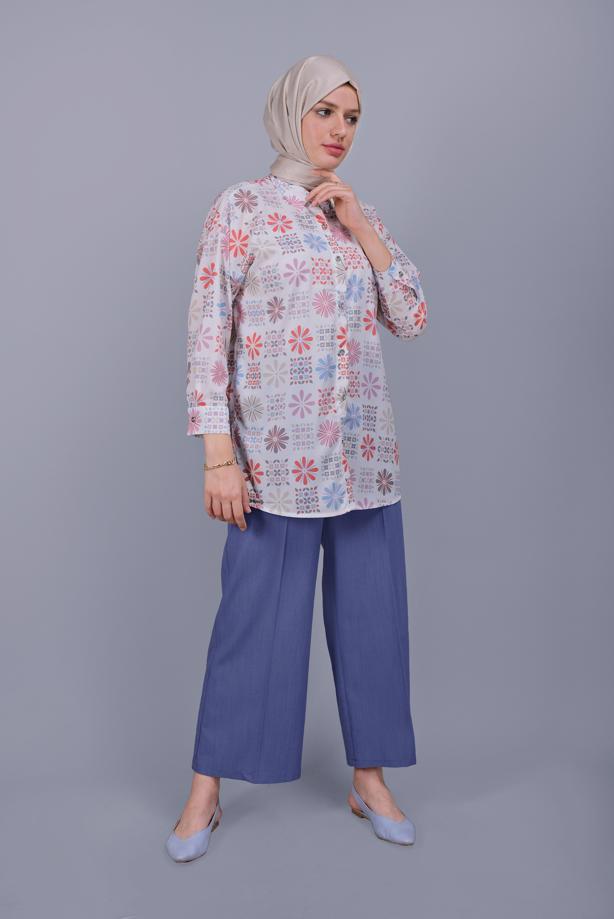 Vêtements hijab  MIX PATTERNED COLOR TUNIC  341-1  - TRENDTESETTÜR