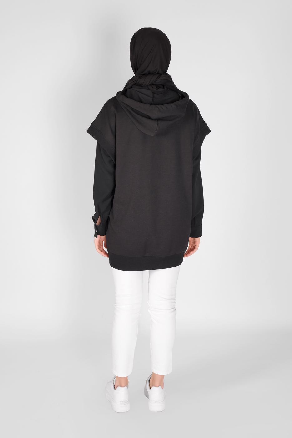 Tesettür giyim SİYAH KOLSUZ FERMUARLI TUNİK  36012 