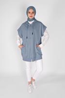 Tesettür giyim MAVİ KOLSUZ FERMUARLI TUNİK  36012 