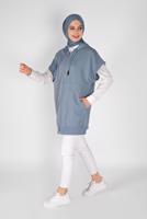 Tesettür giyim MAVİ KOLSUZ FERMUARLI TUNİK  36012 