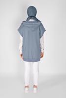 Tesettür giyim MAVİ KOLSUZ FERMUARLI TUNİK  36012 