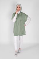 Tesettür giyim YEŞİL KOLSUZ FERMUARLI TUNİK  36012 