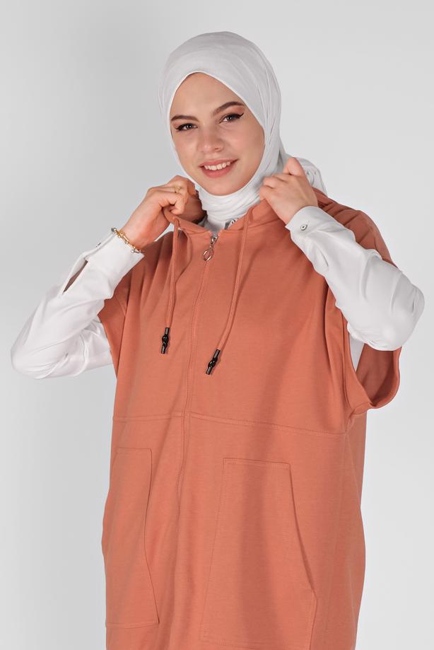 Hijab-Kleidung  KOLSUZ FERMUARLI TUNİK  36012  - TRENDTESETTÜR