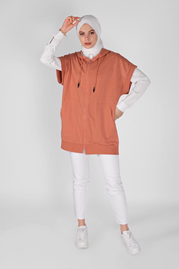 Hijab-Kleidung  KOLSUZ FERMUARLI TUNİK  36012  - TRENDTESETTÜR