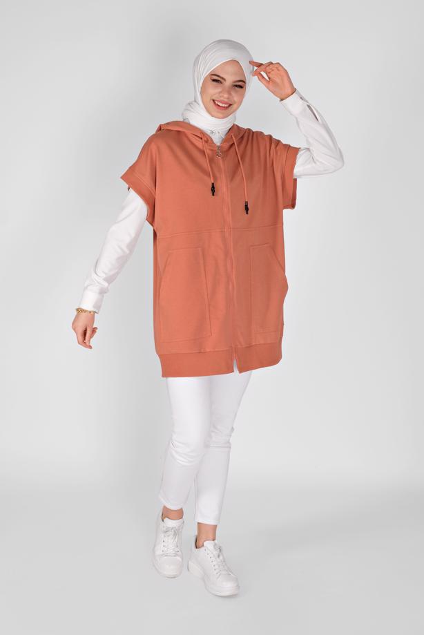 Hijab-Kleidung  KOLSUZ FERMUARLI TUNİK  36012  - TRENDTESETTÜR