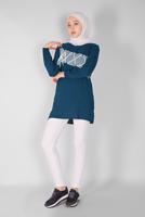 Tesettür giyim LACİVERT FİLE VE BAĞCIK DETAYLI TUNİK 54287 