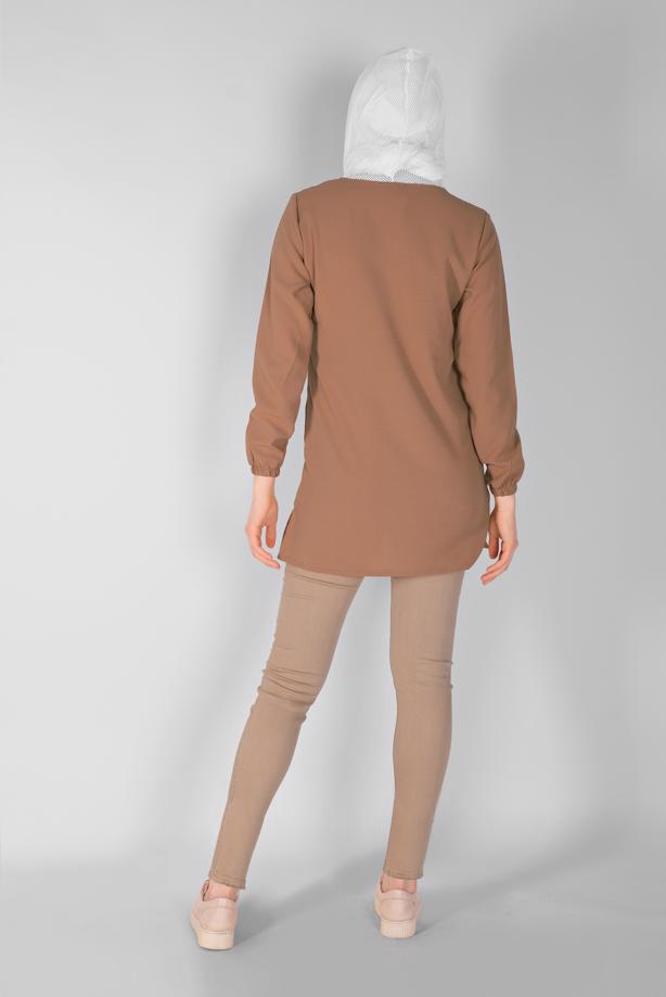 Tesettür giyim  FİLE VE BAĞCIK DETAYLI TUNİK 54287  - TRENDTESETTÜR