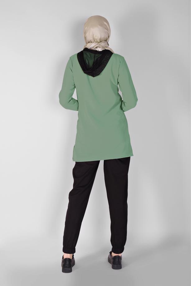 Vêtements hijab  MESH AND TIE DETAIL TUNIC 54287 - TRENDTESETTÜR